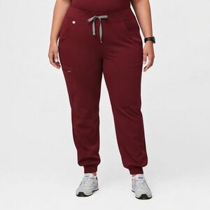 FIGS Zamora Jogger Scrub Pants Burgundy Womens XL